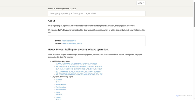 Security scan screenshot of https://getthedata.com