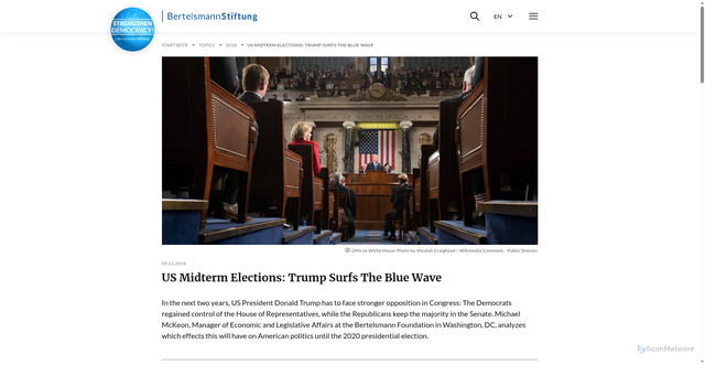 Security scan screenshot of https://www.bertelsmann-stiftung.de/en/topics/latest-news/2018/november/us-midterm-elections-trump-surfs-the-blue-wave