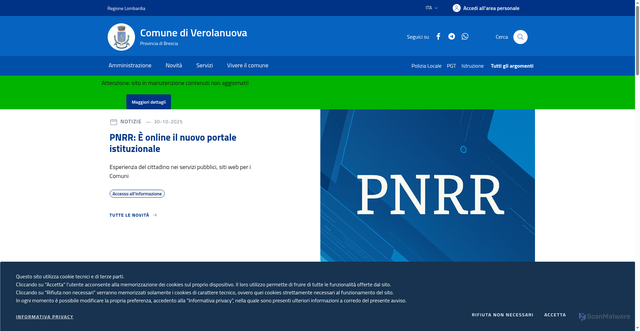 Security scan screenshot of https://www.comune.verolanuova.bs.it/