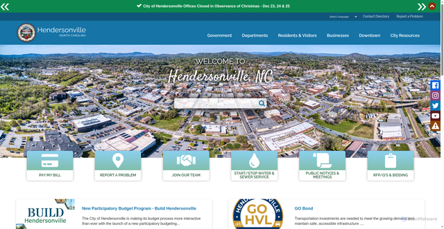 Security scan screenshot of https://www.hendersonvillenc.gov/