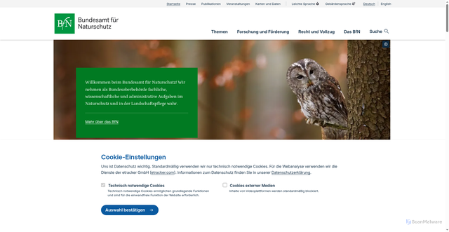 Security scan screenshot of https://www.bfn.de/