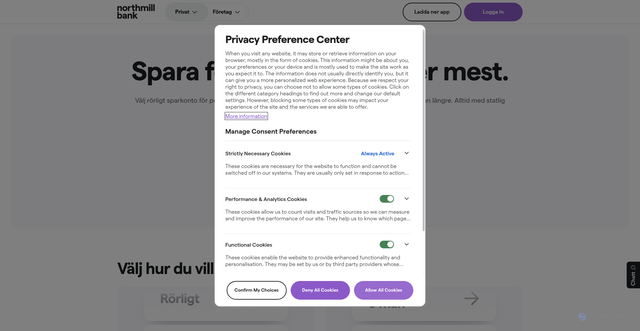 Security scan screenshot of https://www.northmill.com/se/spara/?apcid=0068ef97e5023ba01a953e0a&utm_campaign=savings_2026&utm_content=comparison_lists&utm_medium=affiliate&utm_source=elskling