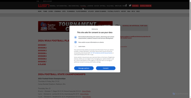 Security scan screenshot of https://www.wissports.net/wisconsin-football-playoffs
