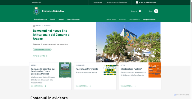 Security scan screenshot of https://www.comune.aradeo.le.it