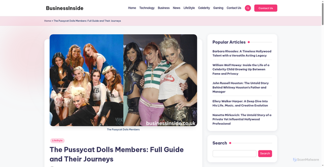 Security scan screenshot of https://businessinside.co.uk/the-pussycat-dolls-members/