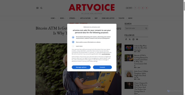Security scan screenshot of https://artvoice.com/2026/05/01/bitcoin-atm-is-getting-banned-in-canada-and-here-is-why-the-government-did-it/