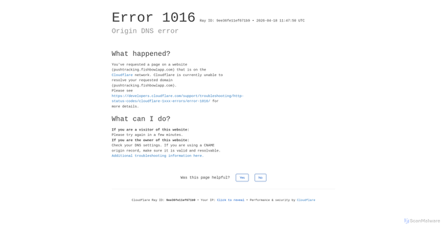 Security scan screenshot of https://pushtracking.fishbowlapp.com