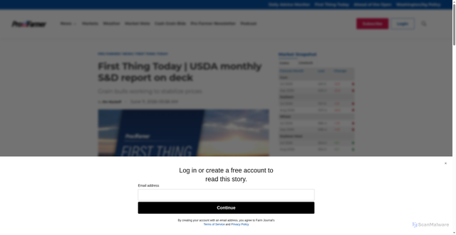 Security scan screenshot of https://www.profarmer.com/news/first-thing-today/first-thing-today-usda-monthly-sd-report-deck