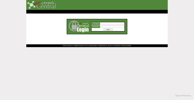Security scan screenshot of https://central.cerasis.com