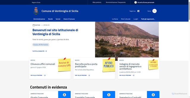 Security scan screenshot of https://www.comune.ventimigliadisicilia.pa.it