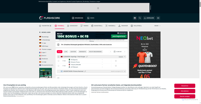 Security scan screenshot of https://flashscore.de