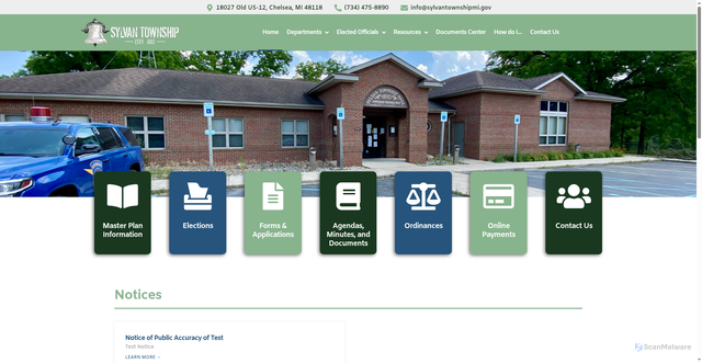Security scan screenshot of https://sylvantownshipmi.gov/