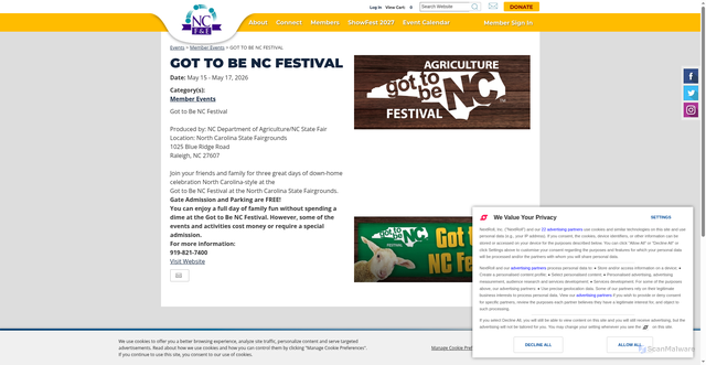 Security scan screenshot of https://www.ncfestivals.com/events/2026/got-to-be-nc-festival