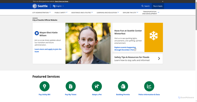 Security scan screenshot of https://seattle.gov/