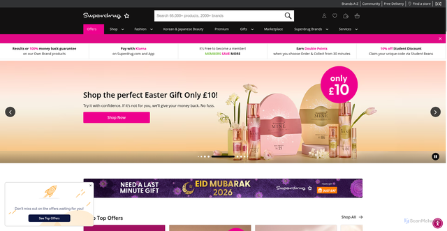 Security scan screenshot of https://superdrug.com