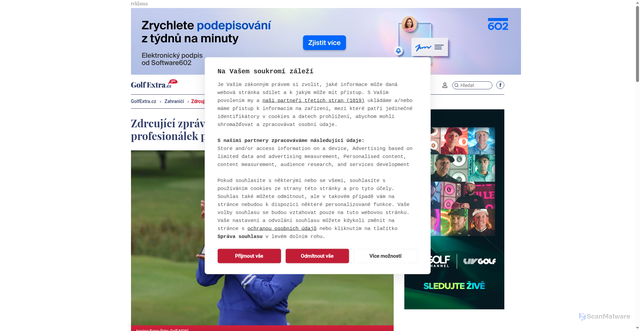 Security scan screenshot of https://www.golfextra.cz/rubriky/zahranici/zdrcujici-zprava-osmnactileta-souperka-ceskych-profesionalek-po-krvaceni-do-mozku-zemrela_14406.html