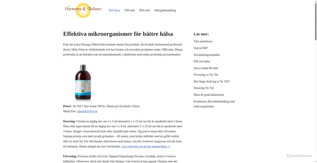 Security scan screenshot of https://harmonyandbalance.se