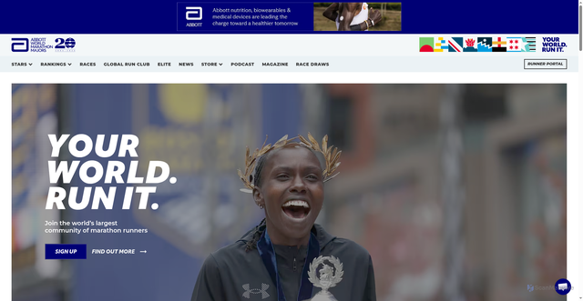 Security scan screenshot of https://www.worldmarathonmajors.com/
