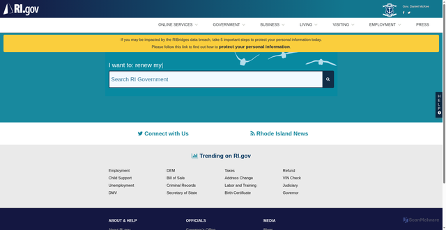 Security scan screenshot of https://www.ri.gov/