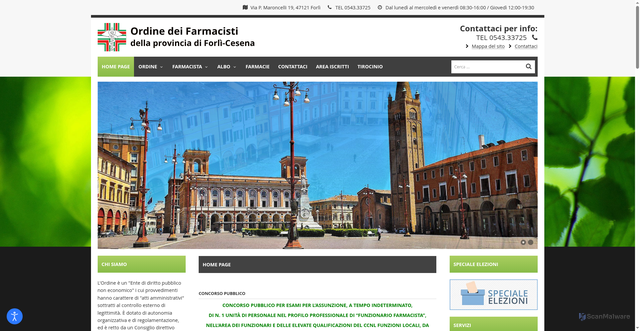 Security scan screenshot of https://www.ordinefarmacistiforlicesena.it