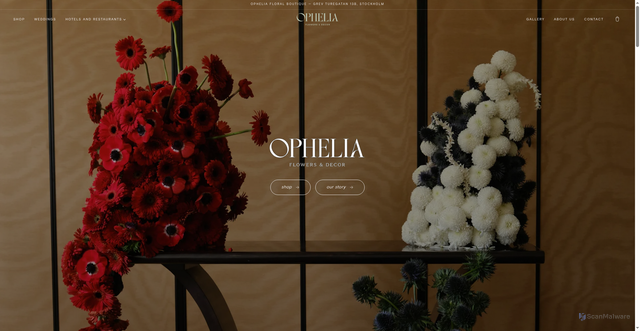 Security scan screenshot of https://opheliafloral.se
