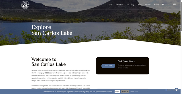 Security scan screenshot of https://discovergilacounty.com/san-carlos-lake/