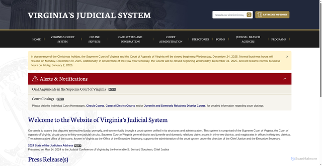 Security scan screenshot of https://vacourts.gov/