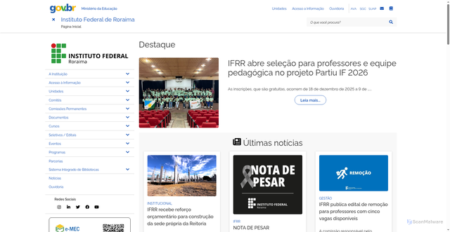 Security scan screenshot of https://www.ifrr.edu.br/