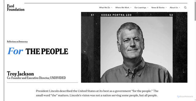 Security scan screenshot of https://www.fordfoundation.org/news-and-stories/big-ideas/reflections-on-democracy/for-the-people/troy-jackson/