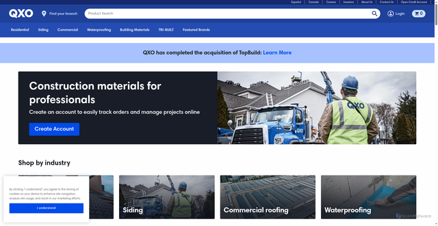 Security scan screenshot of https://qxo.com