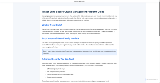 Security scan screenshot of https://trezoensuite.wixstudio.com/en-us