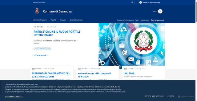 Security scan screenshot of https://www.comune.ceranova.pv.it