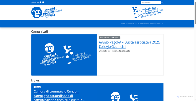 Security scan screenshot of https://www.collegio.geometri.cn.it/