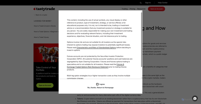 Security scan screenshot of https://tastytrade.com/learn/trading-products/cryptocurrency/what-is-cryptocurrency-trading/