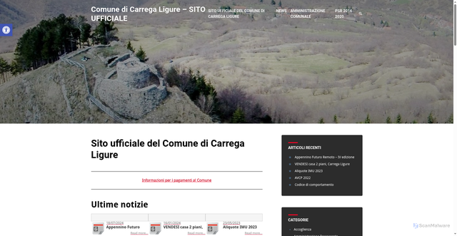 Security scan screenshot of https://www.comune.carregaligure.al.it/wordpress/