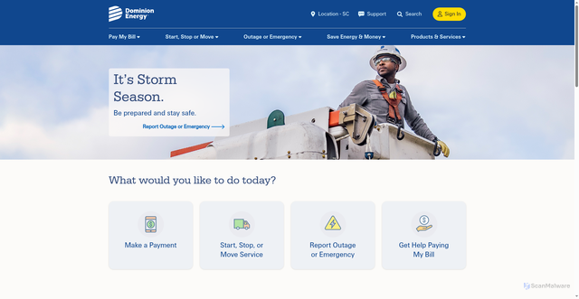 Security scan screenshot of http://www.dominionenergy.com/en/South-Carolina
