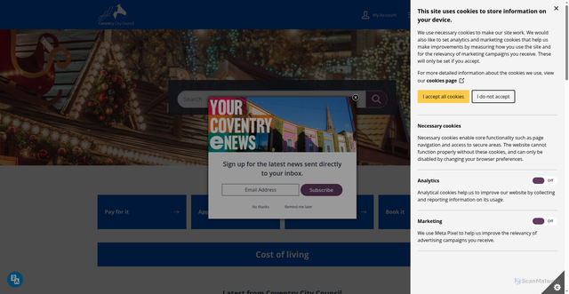 Security scan screenshot of https://www.coventry.gov.uk/
