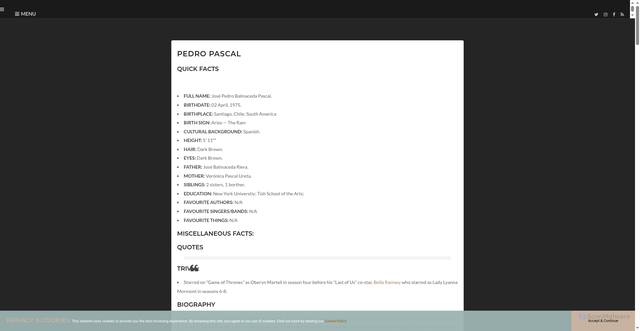 Security scan screenshot of https://pedropascal.org/pedro-pascal/