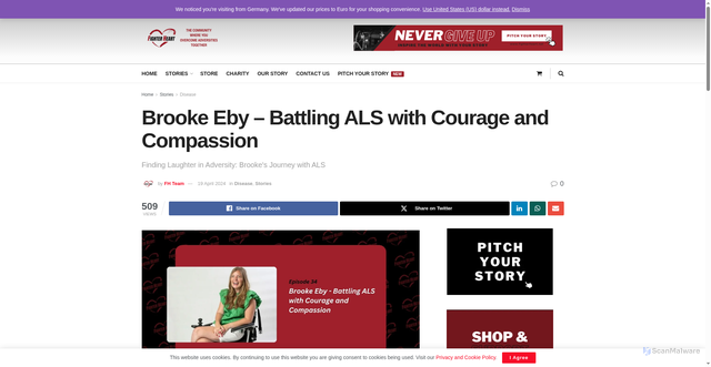 Security scan screenshot of https://fighterheart.org/stories/brooke-eby-battling-als-with-courage-and-compassion/