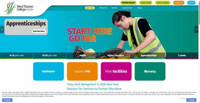 Security scan screenshot of http://www.west-thames.ac.uk/