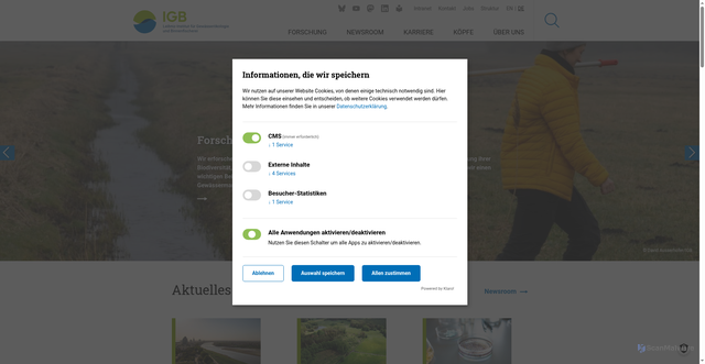 Security scan screenshot of https://www.igb-berlin.de/