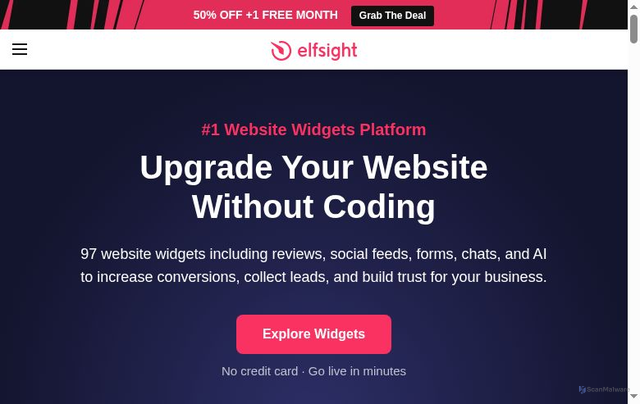 Security scan screenshot of https://service-reviews-ultimate.elfsight.com/