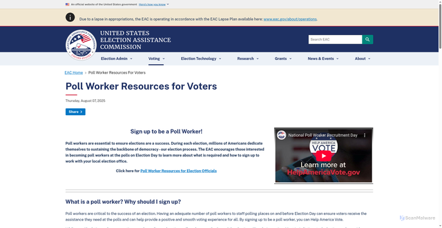 Security scan screenshot of https://www.eac.gov/help-america-vote