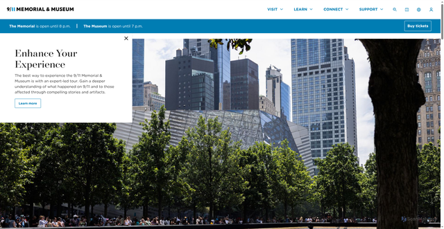 Security scan screenshot of https://www.911memorial.org/