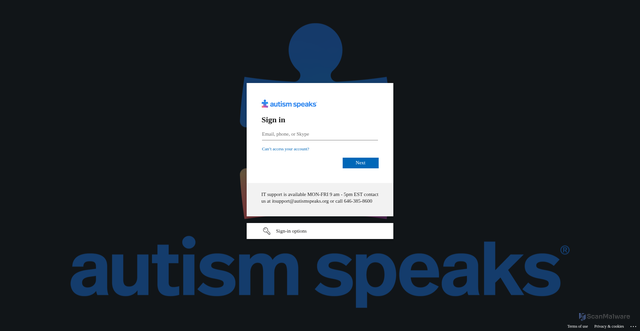 Security scan screenshot of https://autismspeaks.sharepoint.com