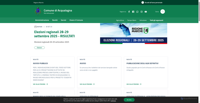 Security scan screenshot of https://comune.acqualagna.ps.it/