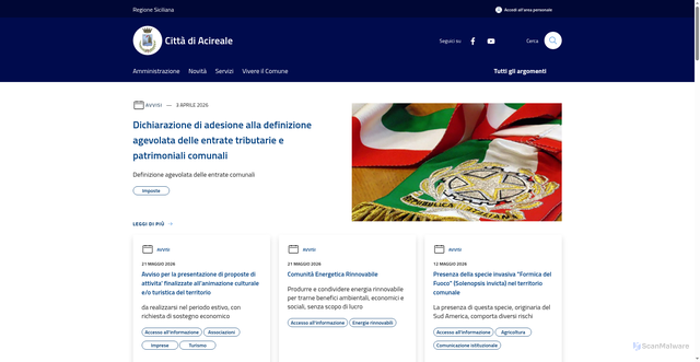 Security scan screenshot of https://www.comune.acireale.ct.it