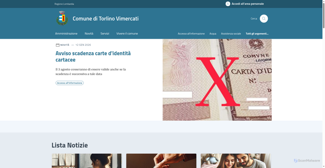 Security scan screenshot of https://comune.torlinovimercati.cr.it/
