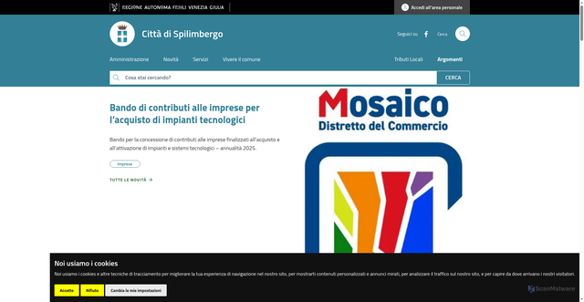 Security scan screenshot of https://www.comune.spilimbergo.pn.it/