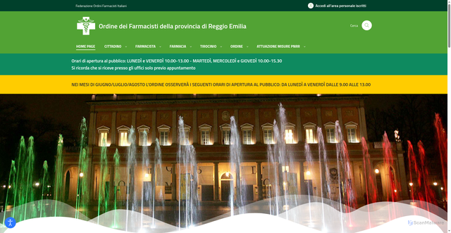 Security scan screenshot of https://www.ordinefarmacisti.re.it